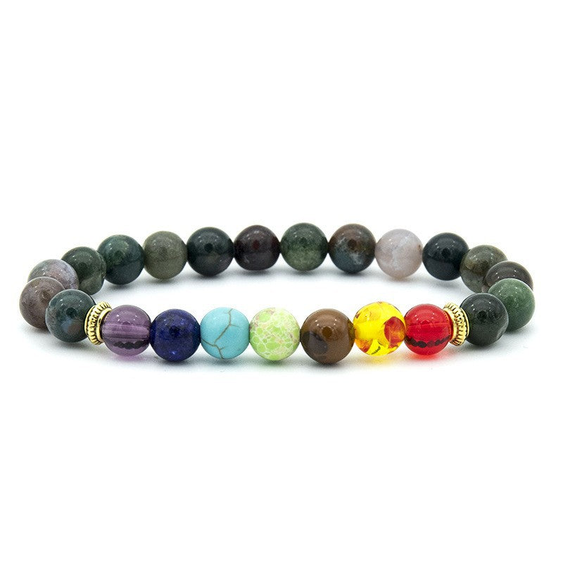 7 Chakra Reiki Essential Oil Diffuser Bracelet, Lava Rock Multicolor Stone Spacer Healing Bead Bangle Bracelet, Seven Gemstone Chakra Crystal Bracelet, Hand Band Pure Saat Chakra Bracelet For Women Men