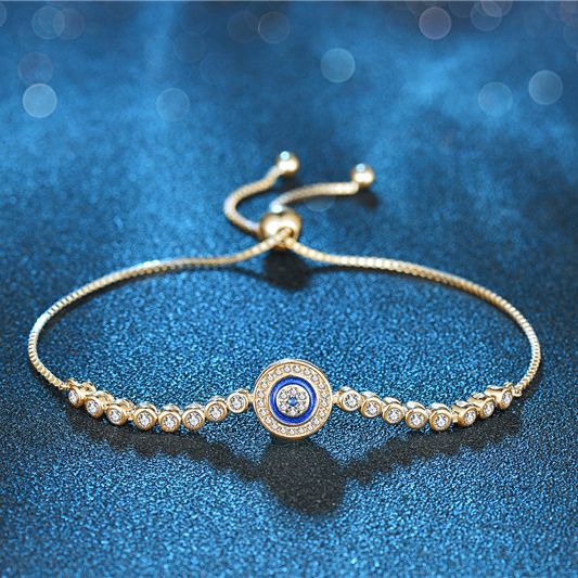 S925 Sterling Silver New Bracelet Gold Plated Bracelet Sterling Silver Simple Evil Eye Bracelet