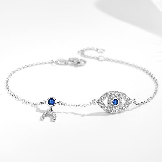 S925 Silver Devil Eye Bracelet with Full Diamond Eyes Series