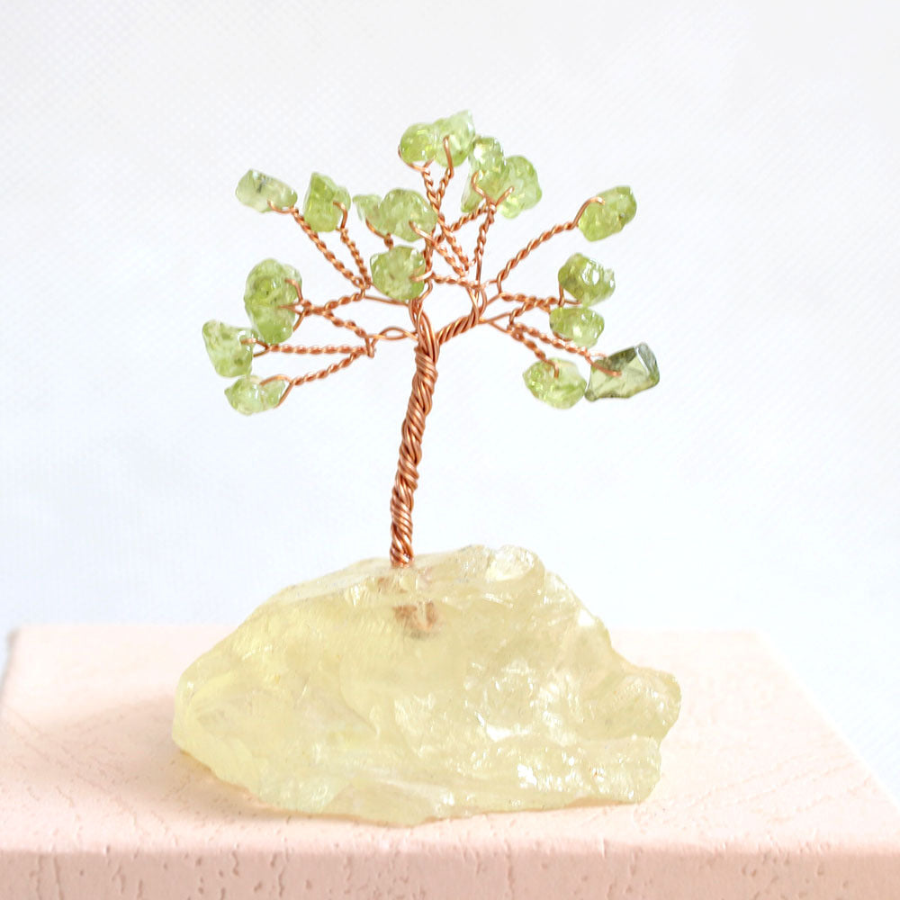 Natural Chakra Healing Crystals Tree, Quartz Stones Money Tree Feng Shui Ornaments, Home Decoration for Wealth and Luck Citrine Crystal Tree/Clear Quartz, Irregular Base