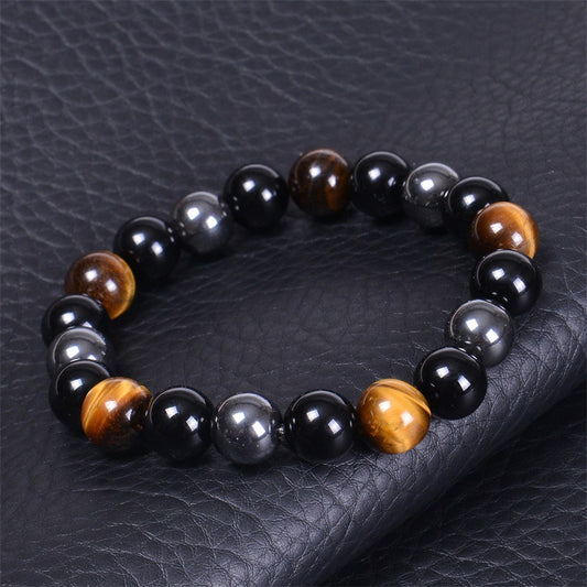 Triple Protection Bracelet Black Obsidian, Tiger Eye Haematite, Natural Gemstones, Reiki Healing Jewellery, Your Spiritual Revolution