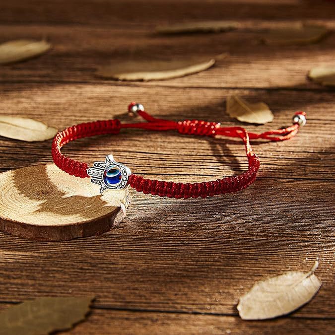 Hamsa Hand Evil Eye Braided Red String Rope Bracelet, Adjustable Blue Evil Eyes Lucky Wish Couple Bracelet, Evil Eye Protection