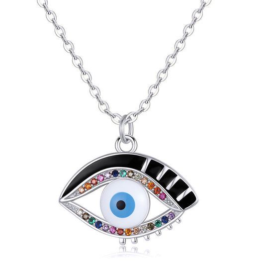 925 Sterling Silver Lucky Evil Eye Necklace for Women Blue Resin Pendant Couple Jewellery Fashion Friendship Gift