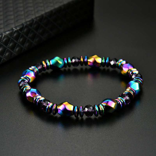 Rainbow Magnetic Hematite Wellness Bracelet, Arthritis Weight Loss Pain Relief Magnetic Bracelets, Healing Therapy Bracelet Gift Women Men Multi-color