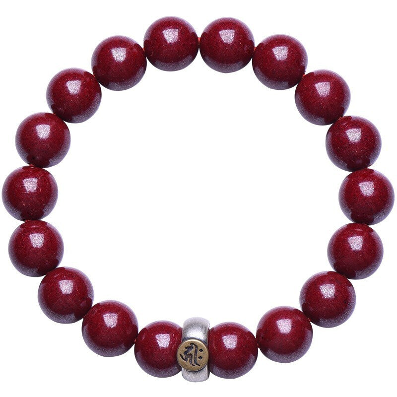 Feng Shui Amulet Zodiac S925 Stering Silver Bracelet, Cinnabar Luck Wealth Beaded Energy Charm Stretchy Buddhist Bracelet, Talisman for Prosperity Money Good Luck