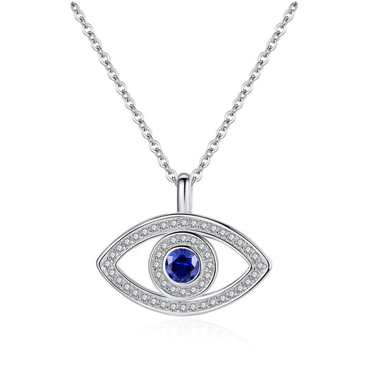 Beautiful Necklace, Necklace Of Personality,Fashion Charm 925 Sterling Silver Necklace Luck Turkey Blue Evil Eye Blue Rhinestone Eye Choker Necklace For Women