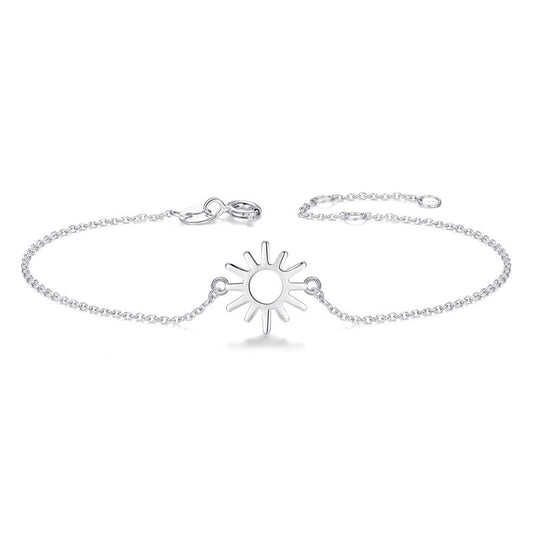 925 Sterling Silver Ladies Plain Sun Bracelet