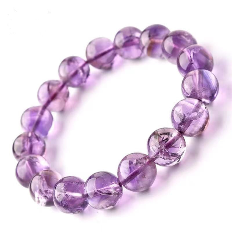 Acestry Amethyst Natural Gemstones Beaded Stretch Bracelets, Healing Purple Crystal Bracelet Unisex