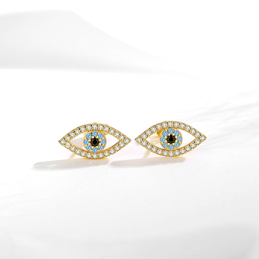 S925 sterling silver gold plated devil eye earrings 925 sterling silver jewelry