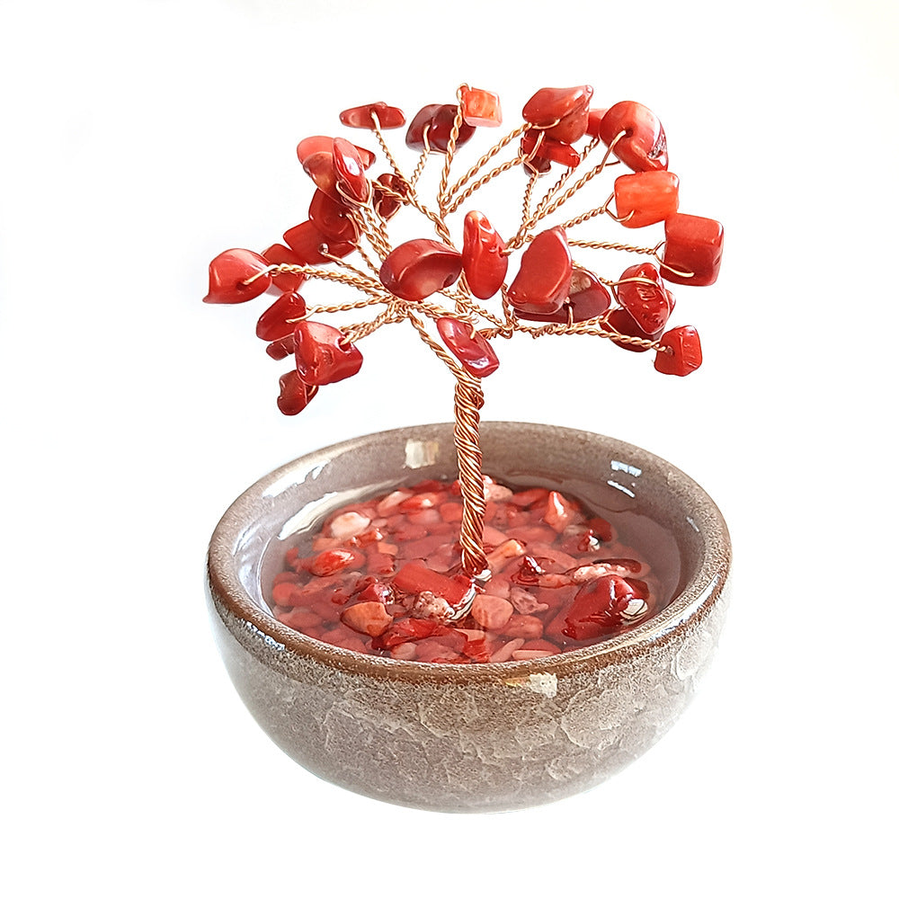 Natural Gravel Eternal Crystal Fortune Tree, Office Desktop Ornament Gem Bonsai - Spiritual Gift