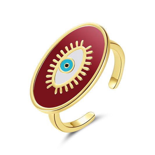 Evil Eye with Lashes Red Evil Eye Ring