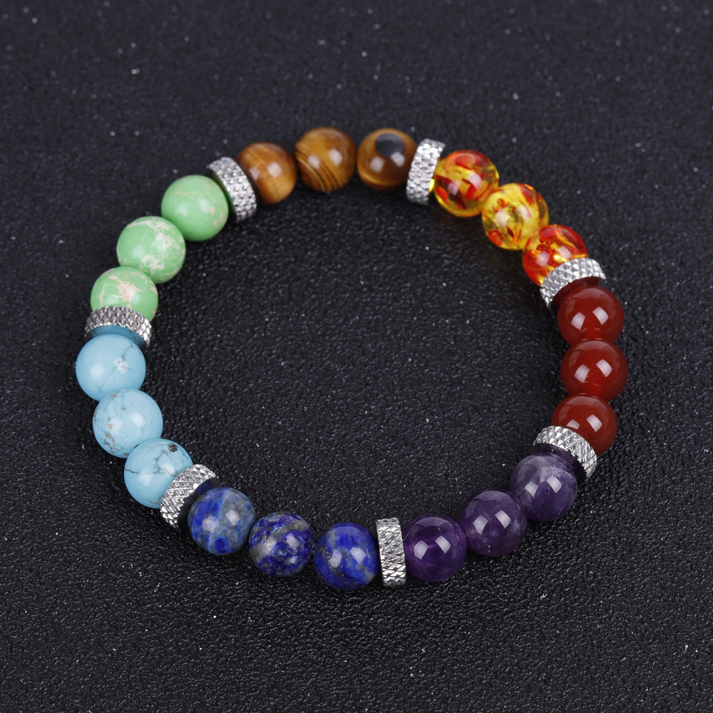 7 Chakra Healing Crystals Bracelet, Lava Rock Bracelet, Natural Gemstones Yoga Reiki Chakras Stone Beads Anxiety Braided Bracelet