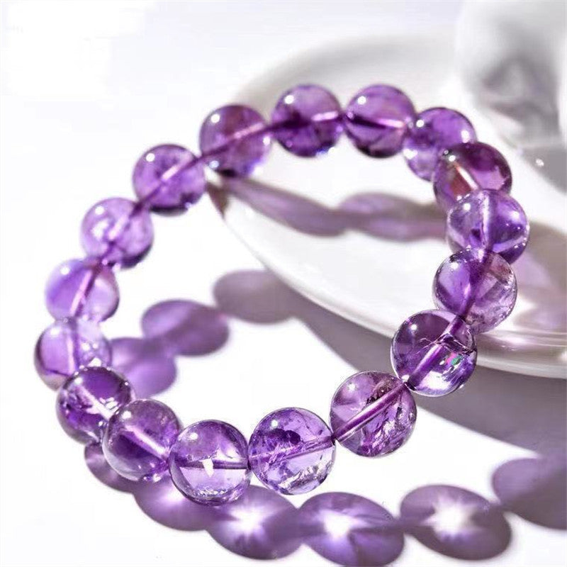 Acestry Amethyst Natural Gemstones Beaded Stretch Bracelets, Healing Purple Crystal Bracelet Unisex