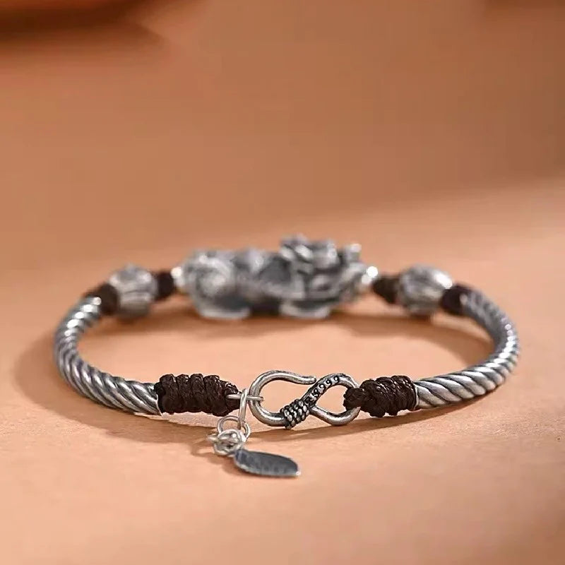 999Silver Pixiu Bracelet - Fengshui Wealth Energy