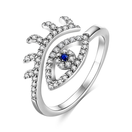 Evil Eye Crown Rings 925 Devil's eye personality ring Women's light luxury niche ring Fashion open ring