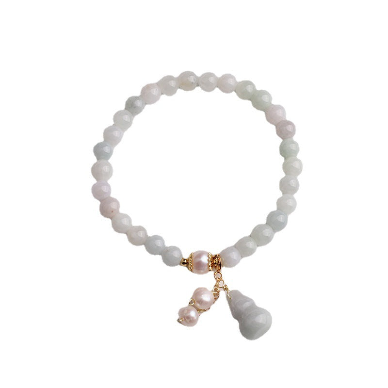 Light Green Jade Wu Lou Amulet Bracelet, Calabash Protection Bracelet, Attract Fortune & Prosperity