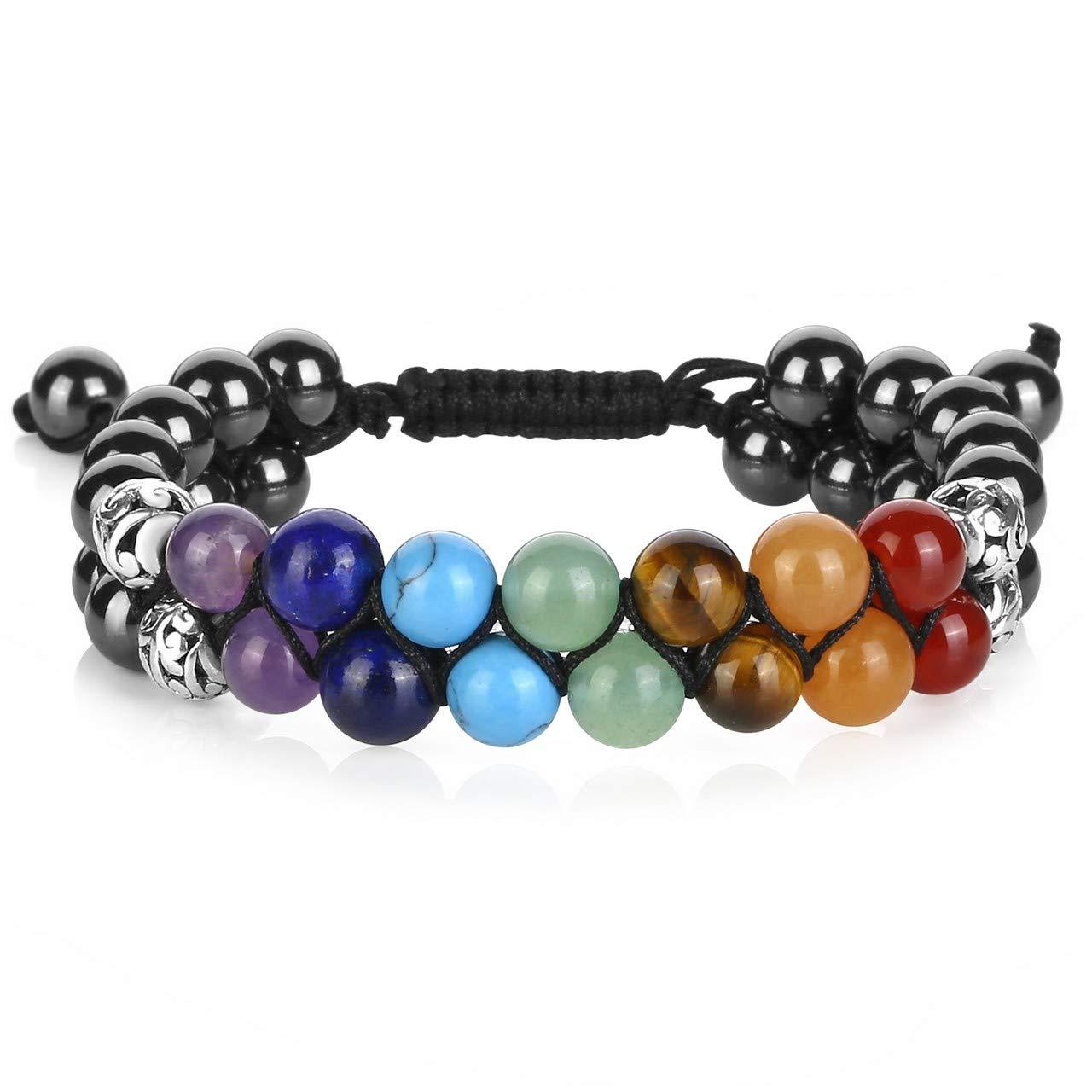 7 Chakras Healing Crystals Bead Bracelet, Yoga Stone Beads Bracelets Meditation Relax Anxiety