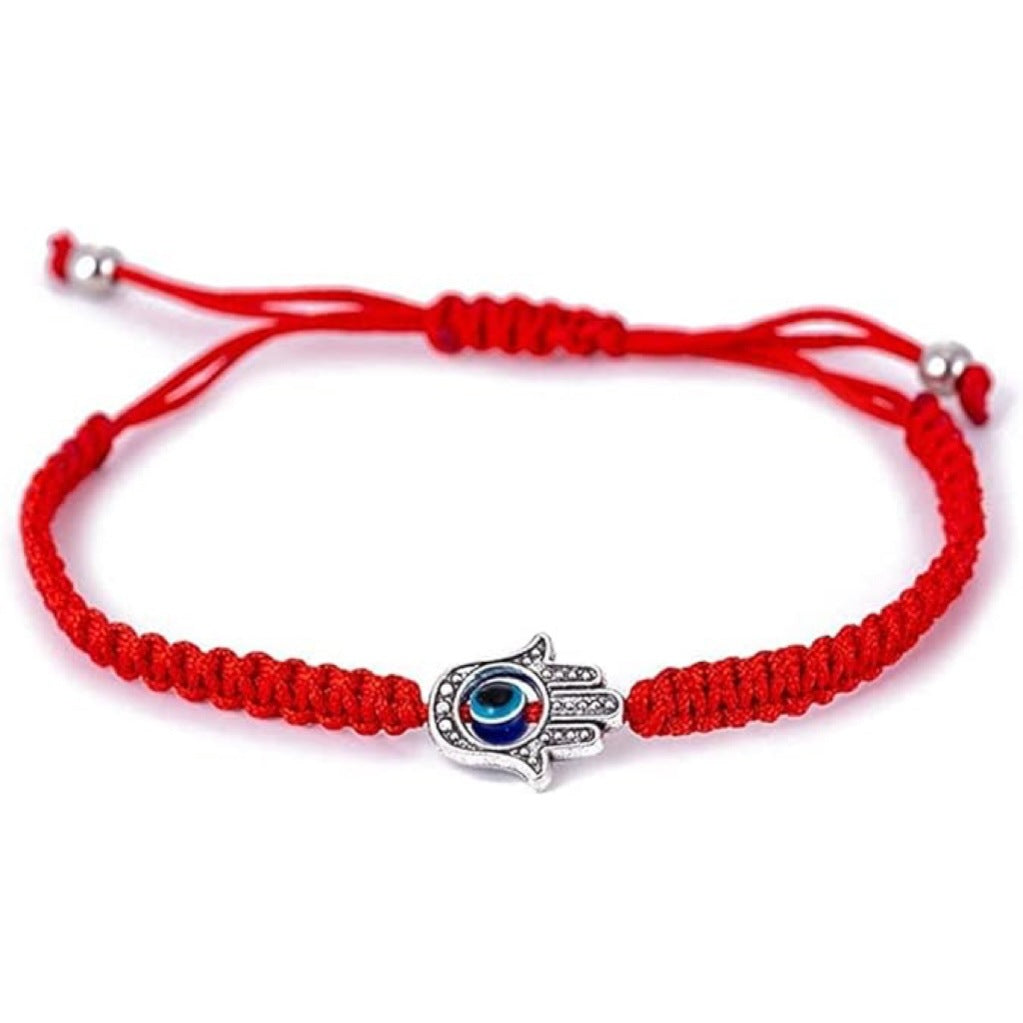 Hamsa Hand Evil Eye Braided Red String Rope Bracelet, Adjustable Blue Evil Eyes Lucky Wish Couple Bracelet, Evil Eye Protection