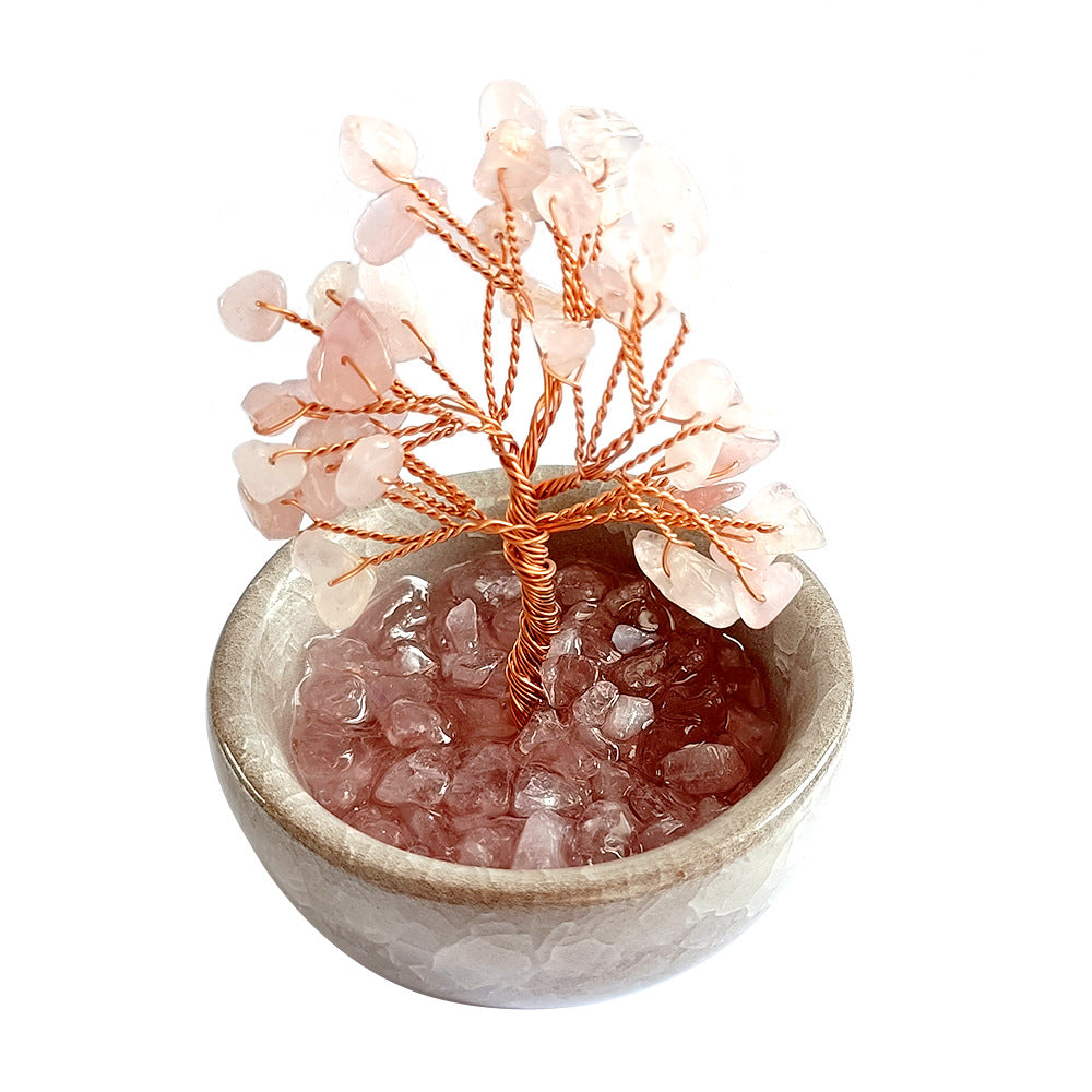 Natural Gravel Eternal Crystal Fortune Tree, Office Desktop Ornament Gem Bonsai - Spiritual Gift