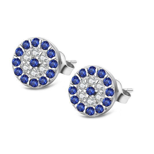 925 sterling silver evil eye beads stud earrings for women with upper class eyes