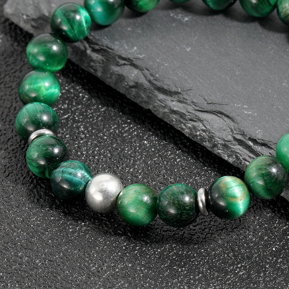 Handmade Stretch 8MM Natural Green Tiger Eye Stone Healing Bead Bracelets