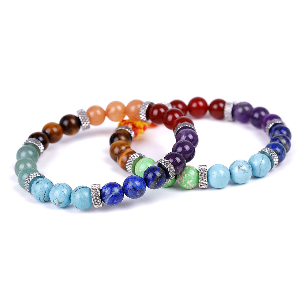 7 Chakra Healing Crystals Bracelet, Lava Rock Bracelet, Natural Gemstones Yoga Reiki Chakras Stone Beads Anxiety Braided Bracelet