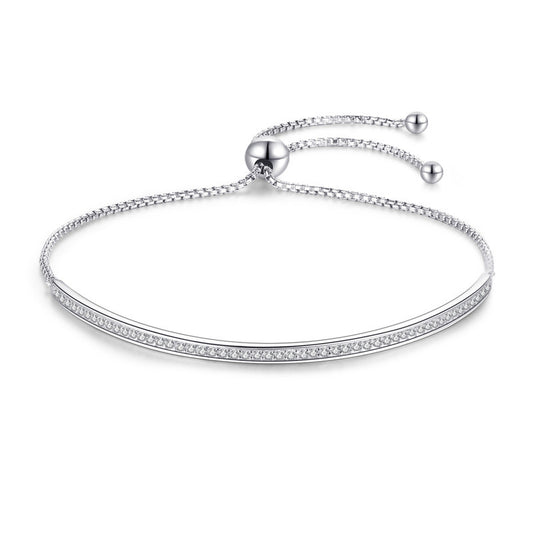 925 Silver Micro-Inlaid Zirconia Bracelet for Women Girl Dainty Slider Bracelets Jewelry