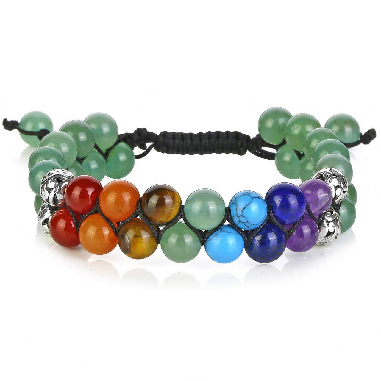 7 Chakras Healing Crystals Bead Bracelet, Yoga Stone Beads Bracelets Meditation Relax Anxiety