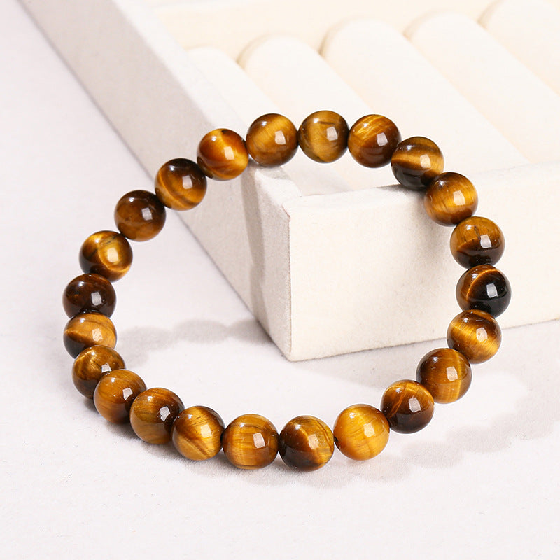 Gold Tiger Eye Stone Agate Bracelets 8MM/10MM Beads for Unisex Adults, Balances Mind & Soul, Self Love Enhancer, Helps in Healing & Luck