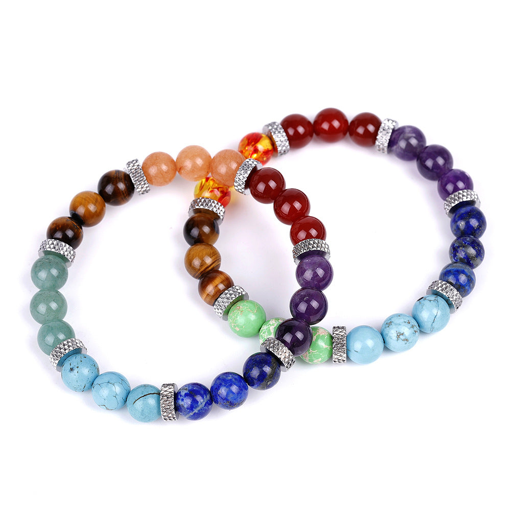 7 Chakra Healing Crystals Bracelet, Lava Rock Bracelet, Natural Gemstones Yoga Reiki Chakras Stone Beads Anxiety Braided Bracelet