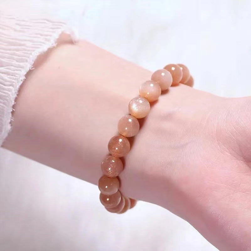 Natural Sunstone Orange Moonlight Stone Bracelets, Moonstone Energizing Bracelet, Orange Bead 6MM/8MM/10MM/12MM