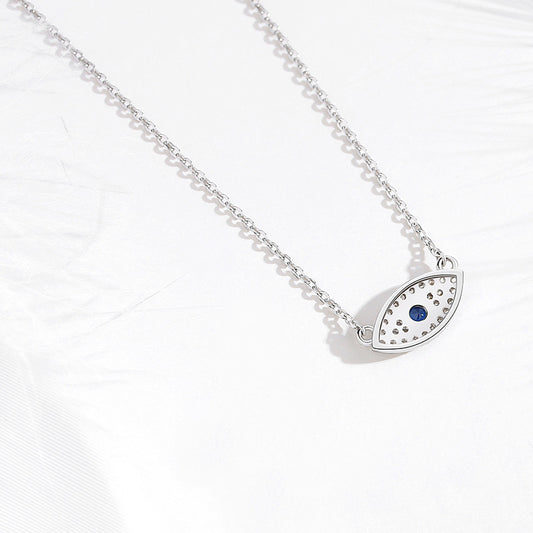 925 silver micro-inlaid zircon necklace Personalized necklace eye-shaped clavicle necklace