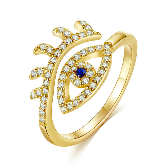 Evil Eye Crown Rings 925 Devil's eye personality ring Women's light luxury niche ring Fashion open ring