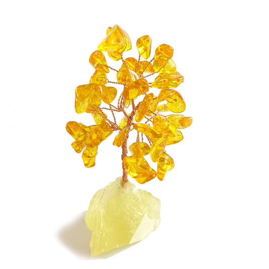 Natural Citrine Gemstone Crystal Tree, Feng Shui Money Bonsai Tree for Wealth and Luck