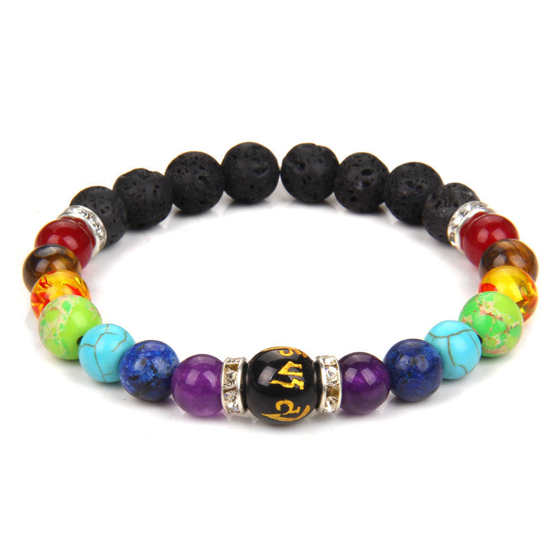 Pulsera Arus 7 Chakras Lymphatic Drainage Chakra Bracelet with Natural Stone Beaded