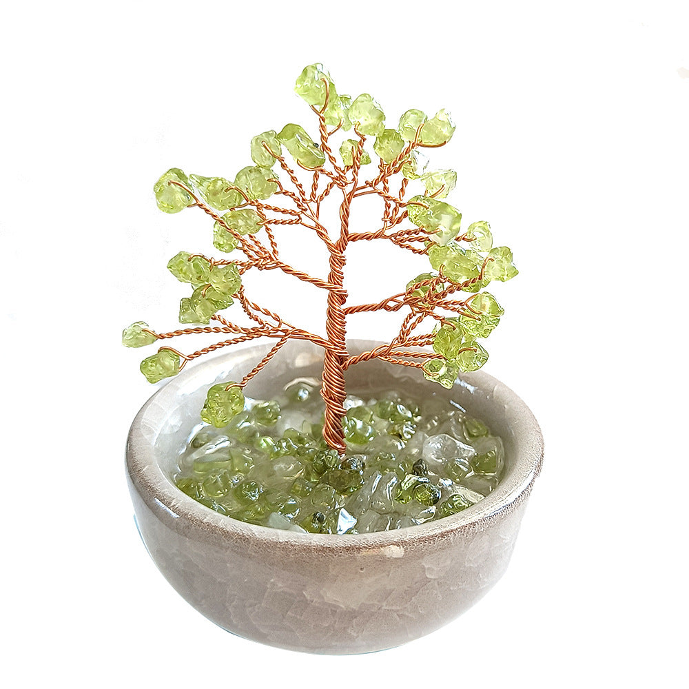 Natural Gravel Eternal Crystal Fortune Tree, Office Desktop Ornament Gem Bonsai - Spiritual Gift