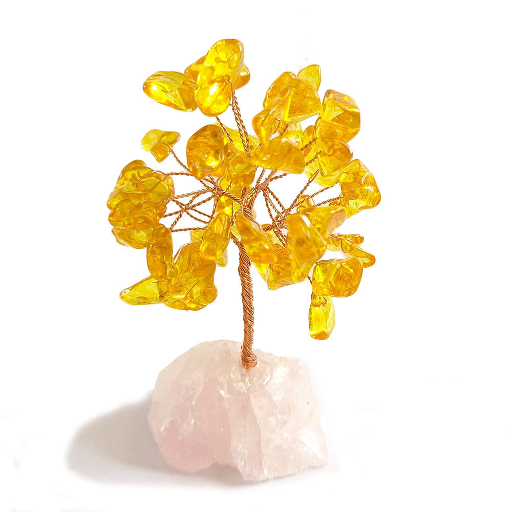 Natural Citrine Gemstone Crystal Tree, Feng Shui Money Bonsai Tree for Wealth and Luck