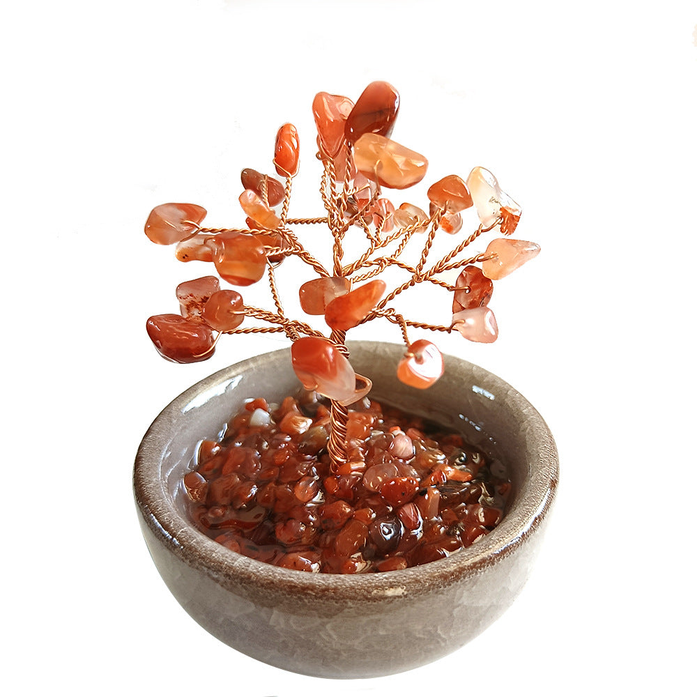 Natural Gravel Eternal Crystal Fortune Tree, Office Desktop Ornament Gem Bonsai - Spiritual Gift