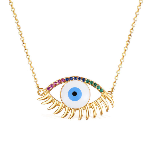 925 sterling silver plated K gold devil eye necklace female new hot selling silver jewelry