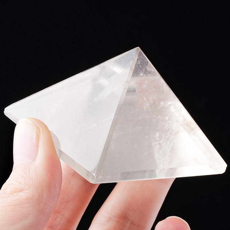 Natural White Quartz Pyramid, Decor Pointed Healing Clear Crystals, Tower Raw Mineral Clear Crystal Stone Home Decor Meditation Ore