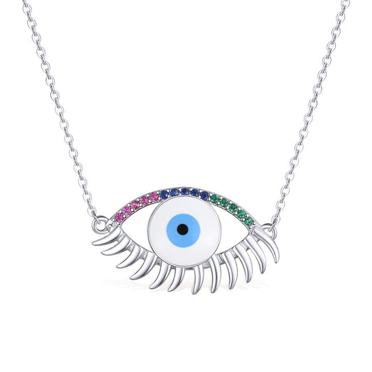 925 sterling silver plated K gold devil eye necklace female new hot selling silver jewelry