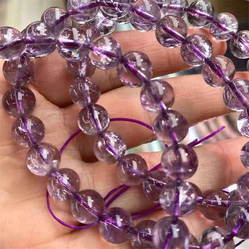 Acestry Amethyst Natural Gemstones Beaded Stretch Bracelets, Healing Purple Crystal Bracelet Unisex