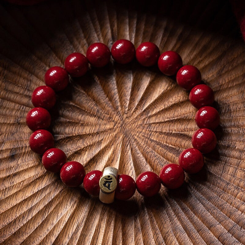 Feng Shui Amulet Zodiac S925 Stering Silver Bracelet, Cinnabar Luck Wealth Beaded Energy Charm Stretchy Buddhist Bracelet, Talisman for Prosperity Money Good Luck