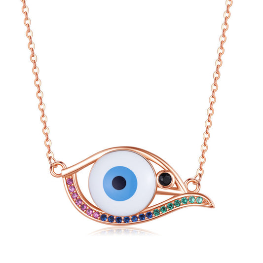 925 Sterling Silver Lucky Evil Eye Necklace For Woman Blue Resin Pendants Couple Jewelry Fashion Friendship Gift