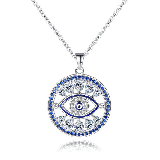 blue evil eye pendant necklace 925 sterling silver jewelry white and blue cubic zirconia necklace gold plated