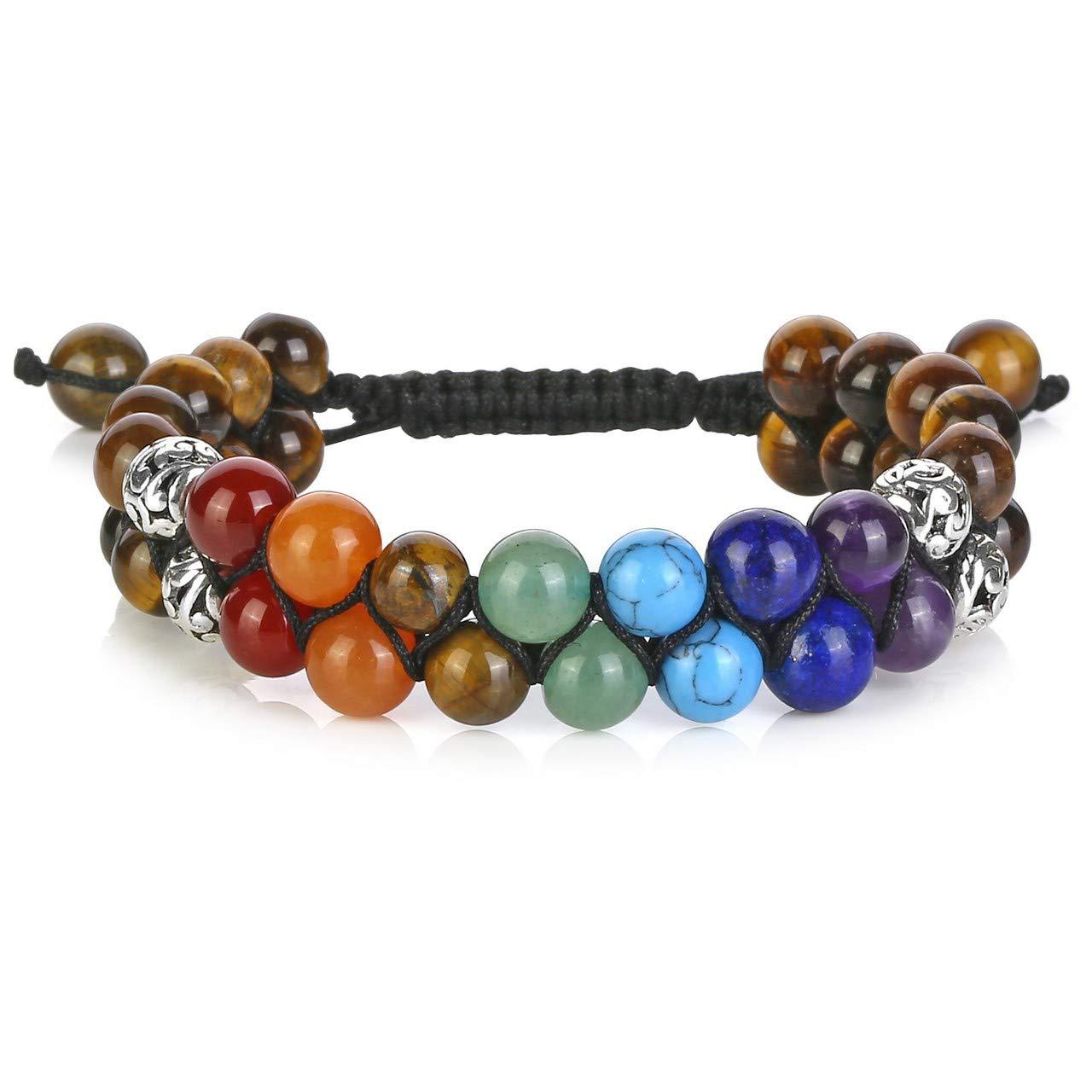 7 Chakras Healing Crystals Bead Bracelet, Yoga Stone Beads Bracelets Meditation Relax Anxiety