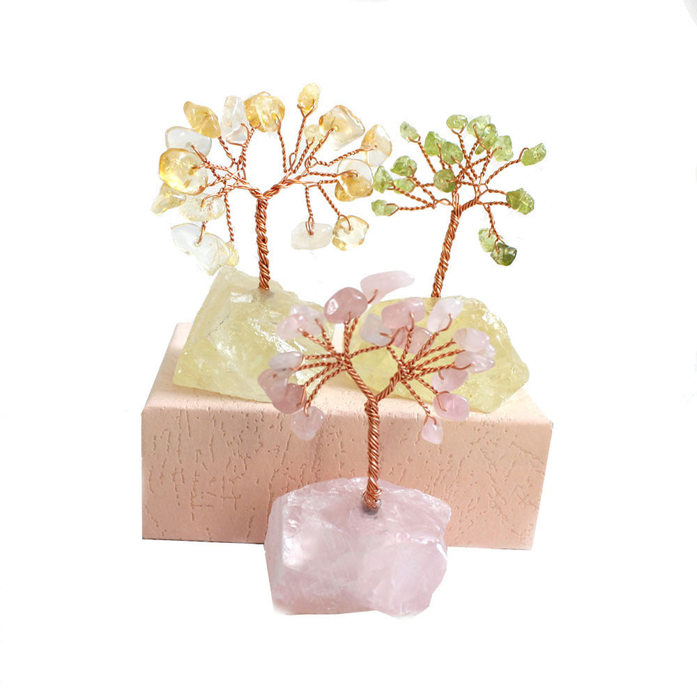 Natural Chakra Healing Crystals Tree, Quartz Stones Money Tree Feng Shui Ornaments, Home Decoration for Wealth and Luck Citrine Crystal Tree/Clear Quartz, Irregular Base