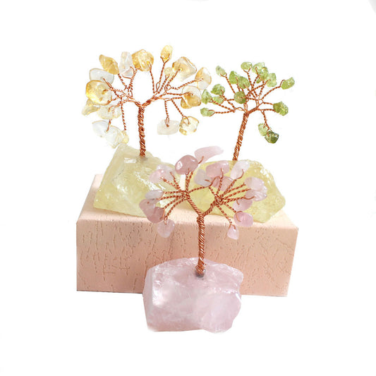 Natural Chakra Healing Crystals Tree, Quartz Stones Money Tree Feng Shui Ornaments, Home Decoration for Wealth and Luck Citrine Crystal Tree/Clear Quartz, Irregular Base