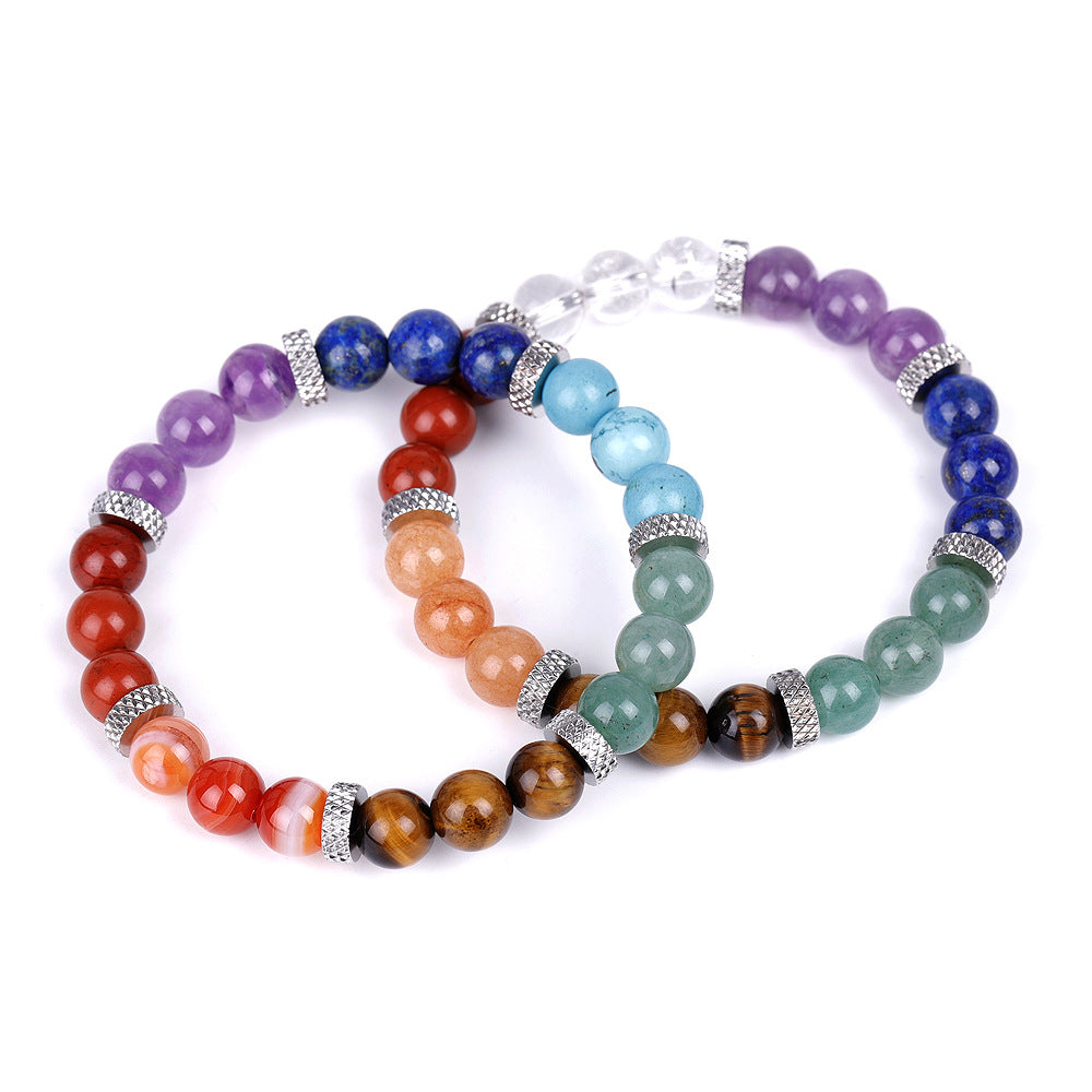 7 Chakra Healing Crystals Bracelet, Lava Rock Bracelet, Natural Gemstones Yoga Reiki Chakras Stone Beads Anxiety Braided Bracelet