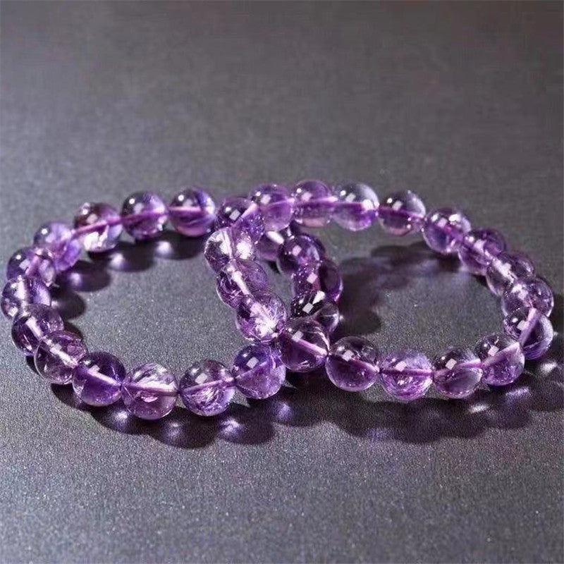 Acestry Amethyst Natural Gemstones Beaded Stretch Bracelets, Healing Purple Crystal Bracelet Unisex